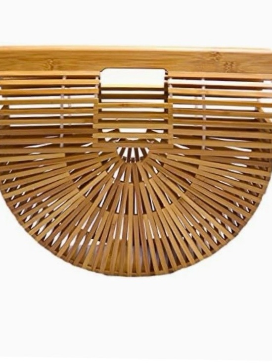 Miuco Handbags - Bamboo Ark Bag Round Wooden Handbag Summer Beach Boho Chic Statement Purse